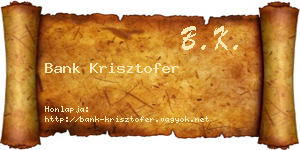 Bank Krisztofer névjegykártya
